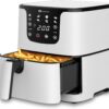 PureMate Air Fryer with Digital Display & Recipes Book, 5.5L Healthy Oil Free 1700W Air Fryer with 7 Preset, LED One Touch Screen, Timer & Adjustable Temperature Control