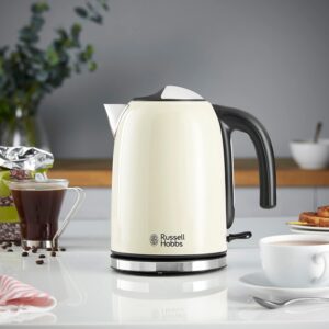 Russell Hobbs Cream Stainless Steel 1.7L Cordless Electric Kettle with black handle (Fast Boil 3KW, Removable washable anti-scale filter, Pull to open hinged lid, Perfect pour spout) 20415 - Image 2