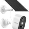 ANRAN 2K Solar WIFI Security Camera Outdoor Wireless, Battery Home Security CCTV Camera, Motion Detection, Siren & Light Alert, Color Night Vision, 2-Way Audio, Video Record, Work with Alexa, C2 White