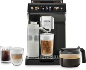 De'Longhi Eletta Explore Cold Brew ECAM452.67.G, Barista Coffee Machine with LatteCrema Hot and Cool, Espresso Machine, Automatic Coffee Bean Machine, Cold Extraction, Coffee Pot Included, Dark Grey