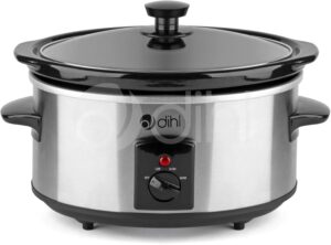 Dihl 3.5L Family Sized Electric Slow Cooker, 3 Settings, Stainless Steel with Ceramic Pot and Clear Glass Lid - Delicious, Effortless Meals for the Whole Clan, 3.5 Litre Capacity