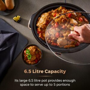 Tower T16019RG Infinity Slow Cooker with 3 Heat Settings & Keep Warm Function, 6.5L, 270W, Black and Rose Gold - Image 4