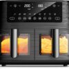9L Dual Air Fryer with Visual Window, XL Capacity, 2 Drawers, 9-In-1 Cooking Presets, Touch Screen, Smart Finish, Timer Function, Dishwasher-Safe, Healthy Oil Free & Low Fat Cooking
