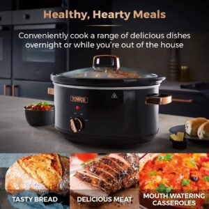 Tower T16019RG Infinity Slow Cooker with 3 Heat Settings & Keep Warm Function, 6.5L, 270W, Black and Rose Gold - Image 5