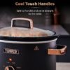 Tower T16042BLK Cavaletto 3,5 Litre Slow Cooker with 3 Heat Settings, Cool Touch Handles, 210W, Black and Rose Gold - Image 7