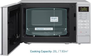 Panasonic NN-E28JMMBPQ Compact Solo Microwave Oven with Turntable, 800 W, 20 Litres, Silver - Image 6