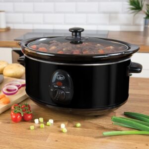 Quest 35279 3.5 Litre Slow Cooker/Compact Stainless Steel / 3 Temperature Settings/Transparent Toughened Glass Lid/Dishwasher Safe Bowl/Black Colour / 200W - Image 4