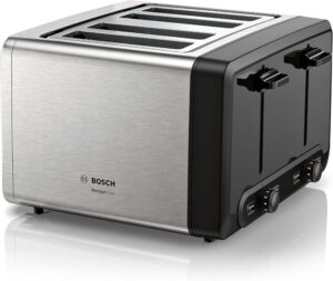 Bosch DesignLine Plus TAT4P440GB 4 Slot Stainless Steel Toaster with variable controls - Stainless Steel