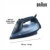 Braun TexStyle 7 Pro SI7160BL, Steam Iron with FreeGlide 3D Technology, EloxalPlus Sole with Precision Tip, Vertical Steam Iron, 300ml Water Capacity, 3100W, Blue - Image 3