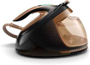 Philips PerfectCare Elite Plus Steam Generator Iron for Large Family Basket Loads, with OptimalTEMP No Fabric Burns Guaranteed, 8 Bar, 600 g Steam Boost - Black/Gold - (GC9682/86)