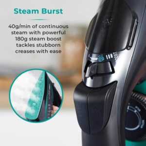 Tower CeraGlide T22013TL Ultra Speed Iron with Ceramic Soleplate Variable Steam Function, 3100W, Black & Teal - Image 5